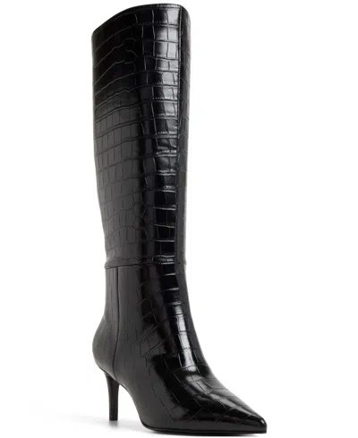 Aldo Heather Knee High Pointy Toe Boots In Black