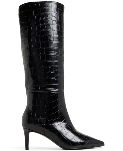 Aldo Heather Knee High Pointy Toe Boots In Black
