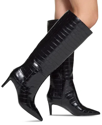 Aldo Heather Knee High Pointy Toe Boots In Black