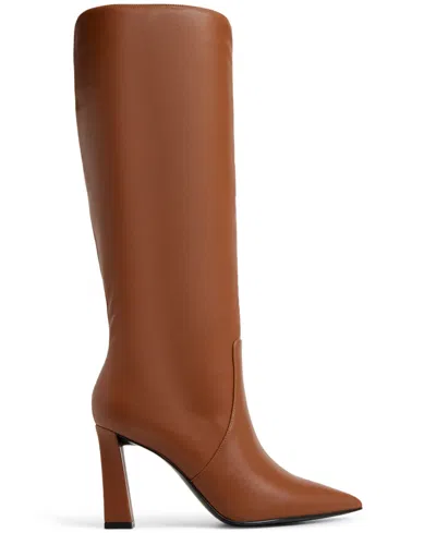 Aldo Nathalee Pointed Toe Knee High Boot In Brown