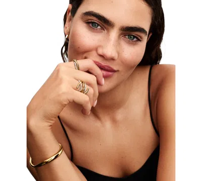 Pandora Organically Shaped Two-tone Double Ring In Multi