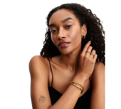 Pandora Organically Shaped Two-tone Double Ring In Multi