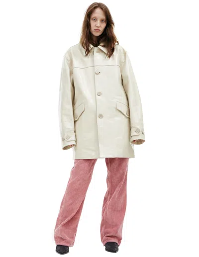 Our Legacy Single-breasted Leather Coat In Neutral