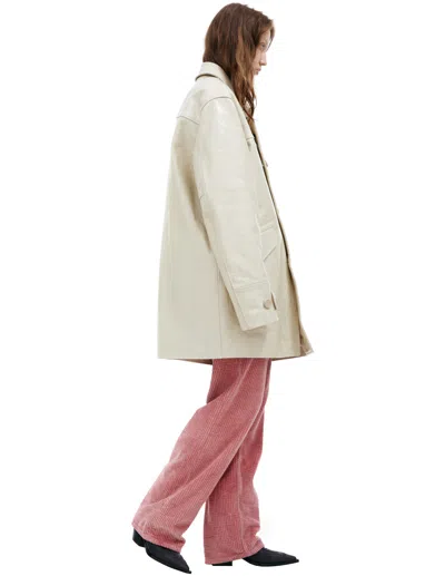 Our Legacy Single-breasted Leather Coat In Neutral