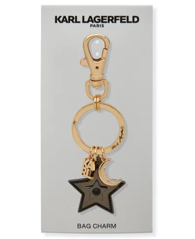 Karl Lagerfeld Star And Moon Charm Keychain In Gold
