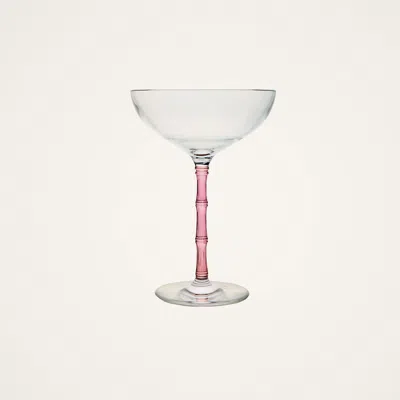 La Doublej Bamboo Set Of Two Crystal Glass Champagne Coupes In Pink