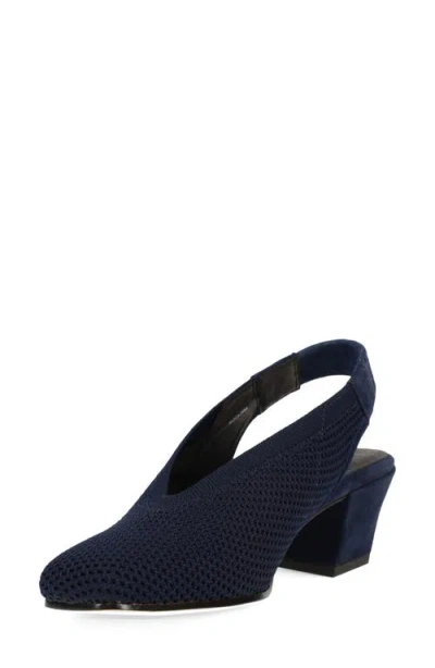 Eileen Fisher Vasa Block Heel Knit Slingback Pump In Blue