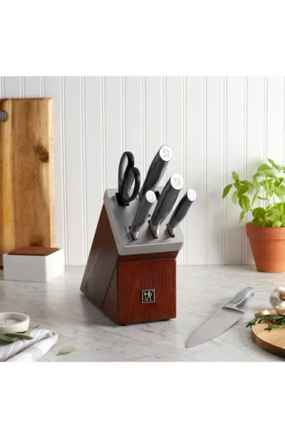 Henckels Cutlery Graphite 7-pc Ss Block Set In Silver