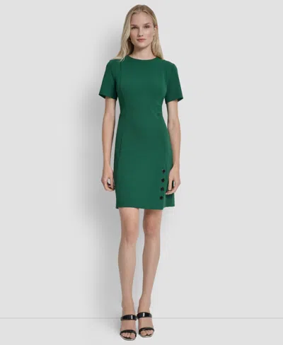Dkny Women's Short Sleeve Jewel Neck Sheath Dress In Green