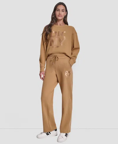 Dkny Women's Sport Stacked Transfer Logo Track Pants In Brown