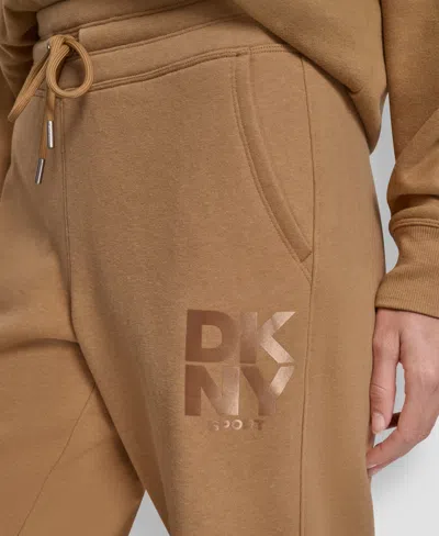 Dkny Women's Sport Stacked Transfer Logo Track Pants In Brown