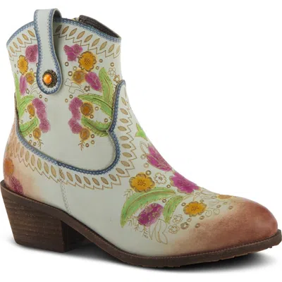 L'artiste By Spring Step Galop Embossed Floral Leather Bootie In Multi