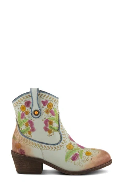 L'artiste By Spring Step Galop Embossed Floral Leather Bootie In Multi