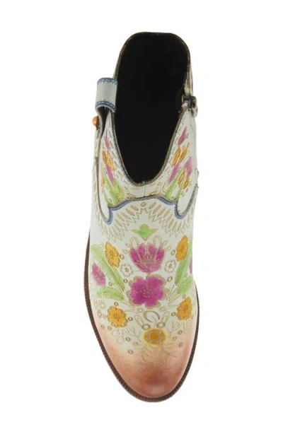 L'artiste By Spring Step Galop Embossed Floral Leather Bootie In Multi