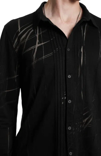 John Varvatos Phoenix Pleat Front Button-up Shirt In Black