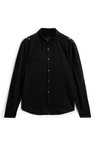 John Varvatos Phoenix Pleat Front Button-up Shirt In Black