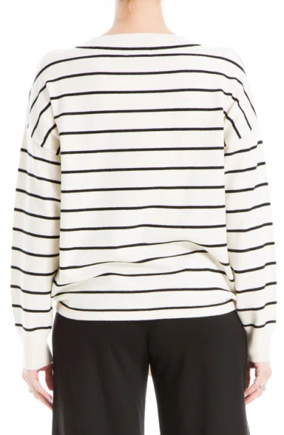 Max Studio Drawstring Hem Pullover Sweater In White