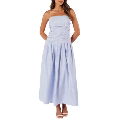 Petal And Pup Petal & Pup Avalee Stripe Strapless Maxi Dress In Blue