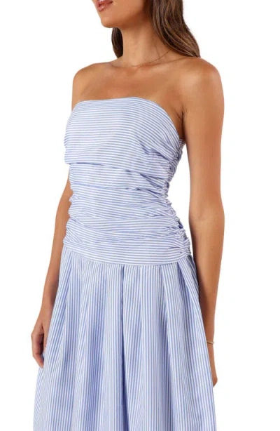 Petal And Pup Petal & Pup Avalee Stripe Strapless Maxi Dress In Blue