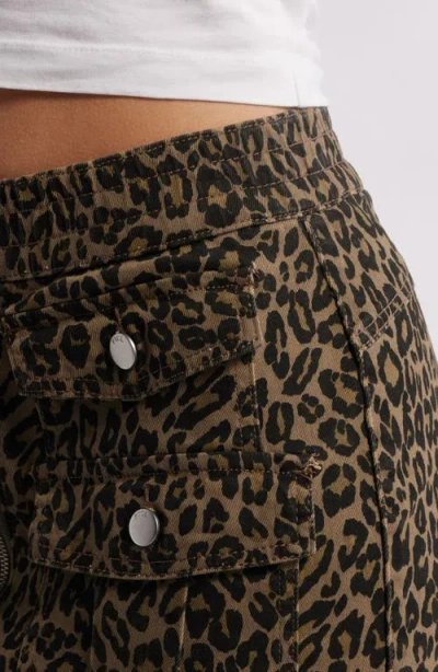 Ptcl Leopard Cargo Miniskirt In Animal Print