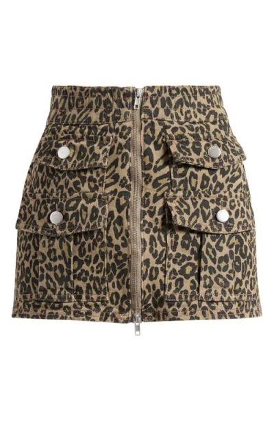 Ptcl Leopard Cargo Miniskirt In Animal Print