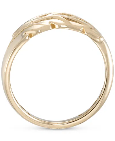 Macy's Polished Leaf-inspired Bypass Statement Ring In 10k Gold In Gold
