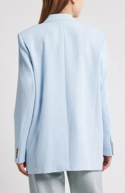 Open Edit Everyday One-button Linen Blend Blazer In Blue