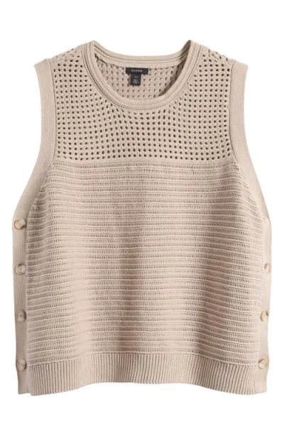 Halogen ® Open Stitch Side-button Cotton Sweater Tank In Brown