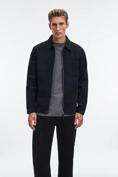 A Days March Fraser Zip Corduroy Overshirt In Black