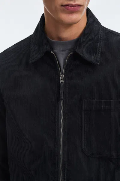 A Days March Fraser Zip Corduroy Overshirt In Black
