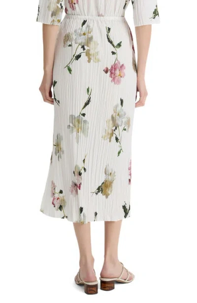 Vince Wilted Peony Pleated Side Tie Skirt In White