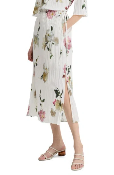 Vince Wilted Peony Pleated Side Tie Skirt In White