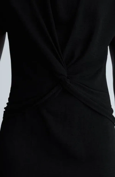 Mango Knot Front Cap Sleeve Midi Dress In Black