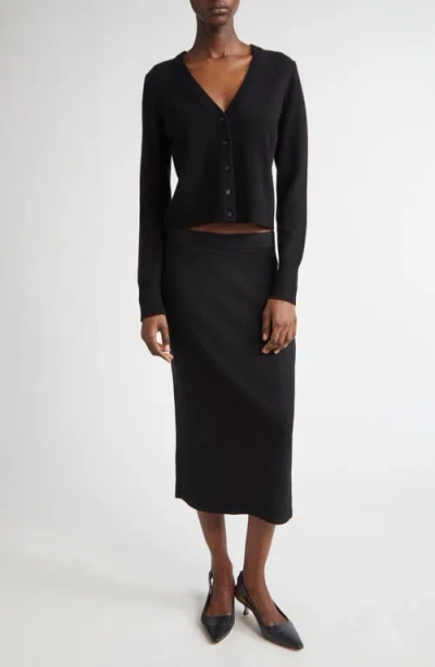 Vince V Button Cardigan In Black