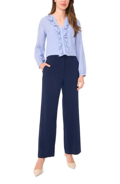 Halogen ® Ruffle Placket Stripe Button-up Shirt In Blue