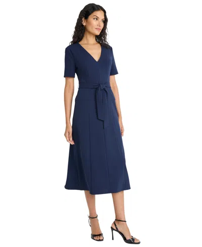 Maggy London Women's V-neck Midi Dress In Blue