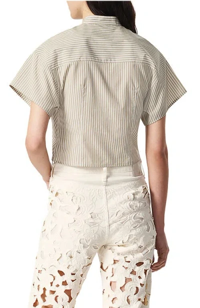 Rag & Bone Gretchen Stripe Twist-front Shirt In Brown