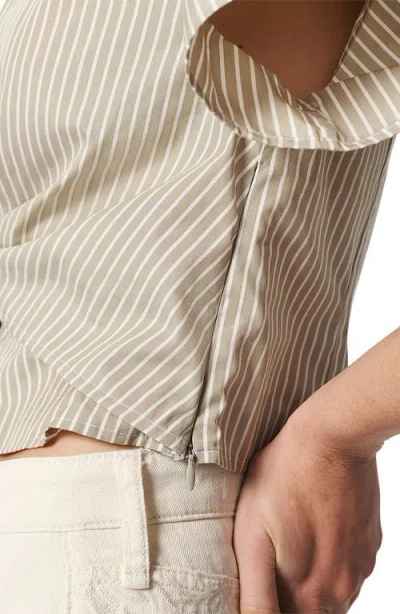 Rag & Bone Gretchen Stripe Twist-front Shirt In Brown