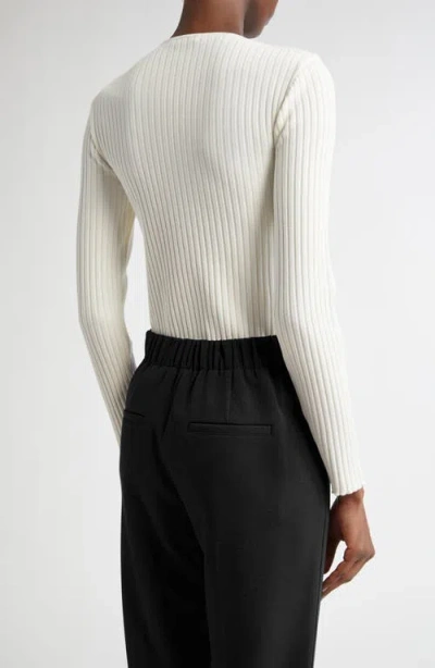 Vince Cotton Blend Rib Henley Sweater In White