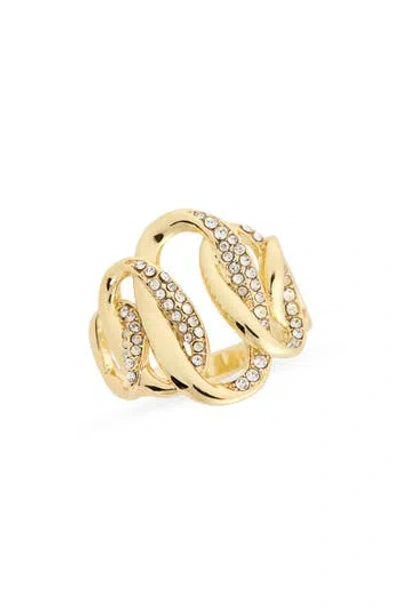 Covet Pavé Cz Oval Link Ring In Gold