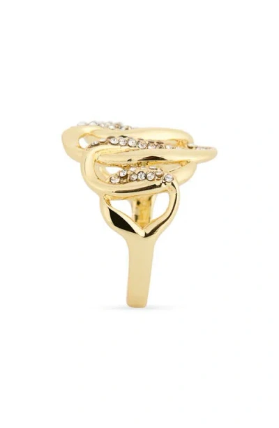 Covet Pavé Cz Oval Link Ring In Gold