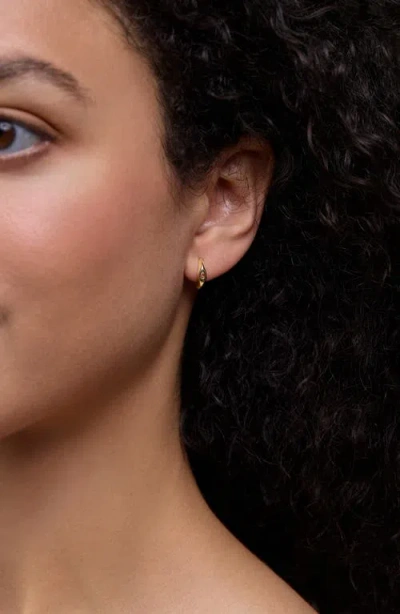 Bony Levy 14k Yellow Gold White Topaz Hoop Earrings In Gold