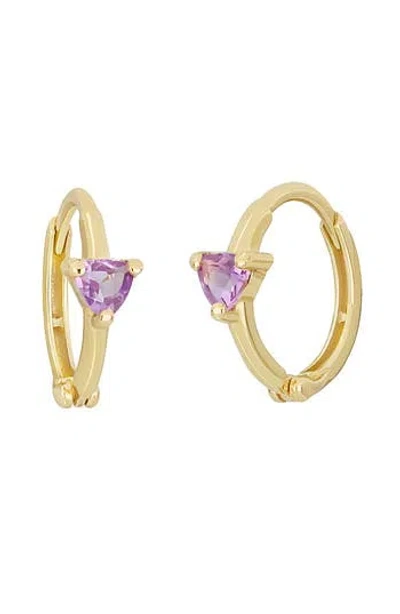 Bony Levy 14k Yellow Gold Amethyst Huggie Hoop Earrings In Gray