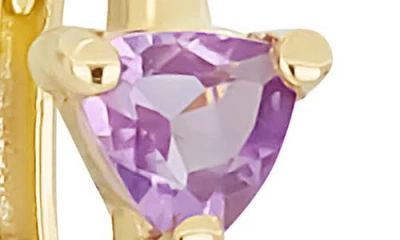 Bony Levy 14k Yellow Gold Amethyst Huggie Hoop Earrings In Gray