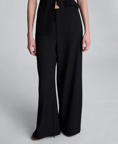 Kenneth Cole Luxe Twill Wide Leg Pleat Front Pant In Black