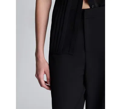 Kenneth Cole Luxe Twill Wide Leg Pleat Front Pant In Black