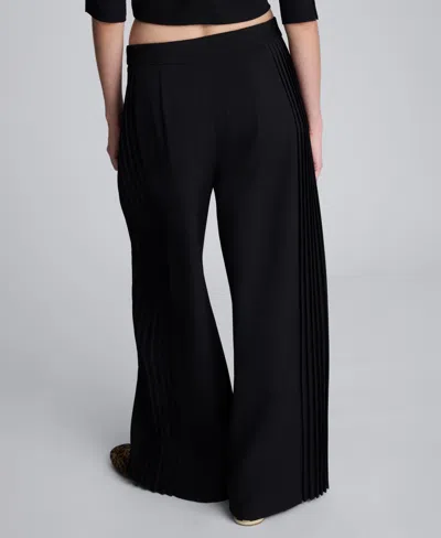 Kenneth Cole Luxe Twill Wide Leg Pleat Front Pant In Black