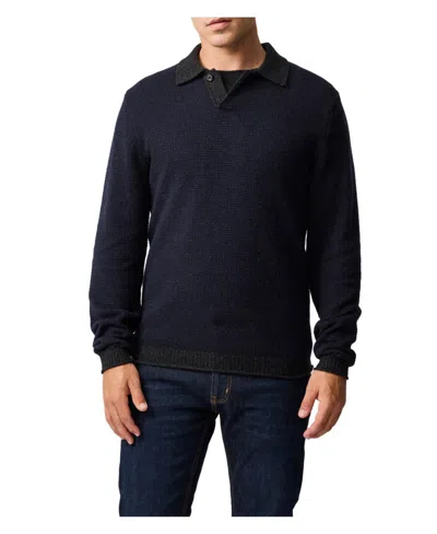 Rodd & Gunn Murdoch Textured Wool Polo Sweater In Blue