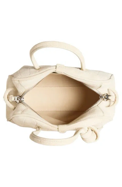 Jacquemus Le Petit Turismo Croc Embossed Suede Bowling Bag In White