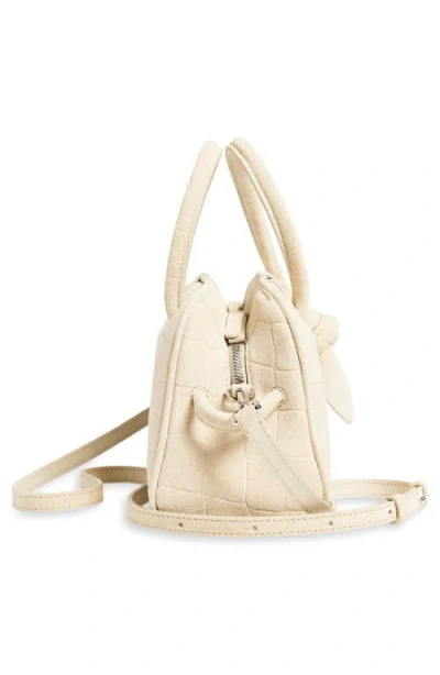 Jacquemus Le Petit Turismo Croc Embossed Suede Bowling Bag In White